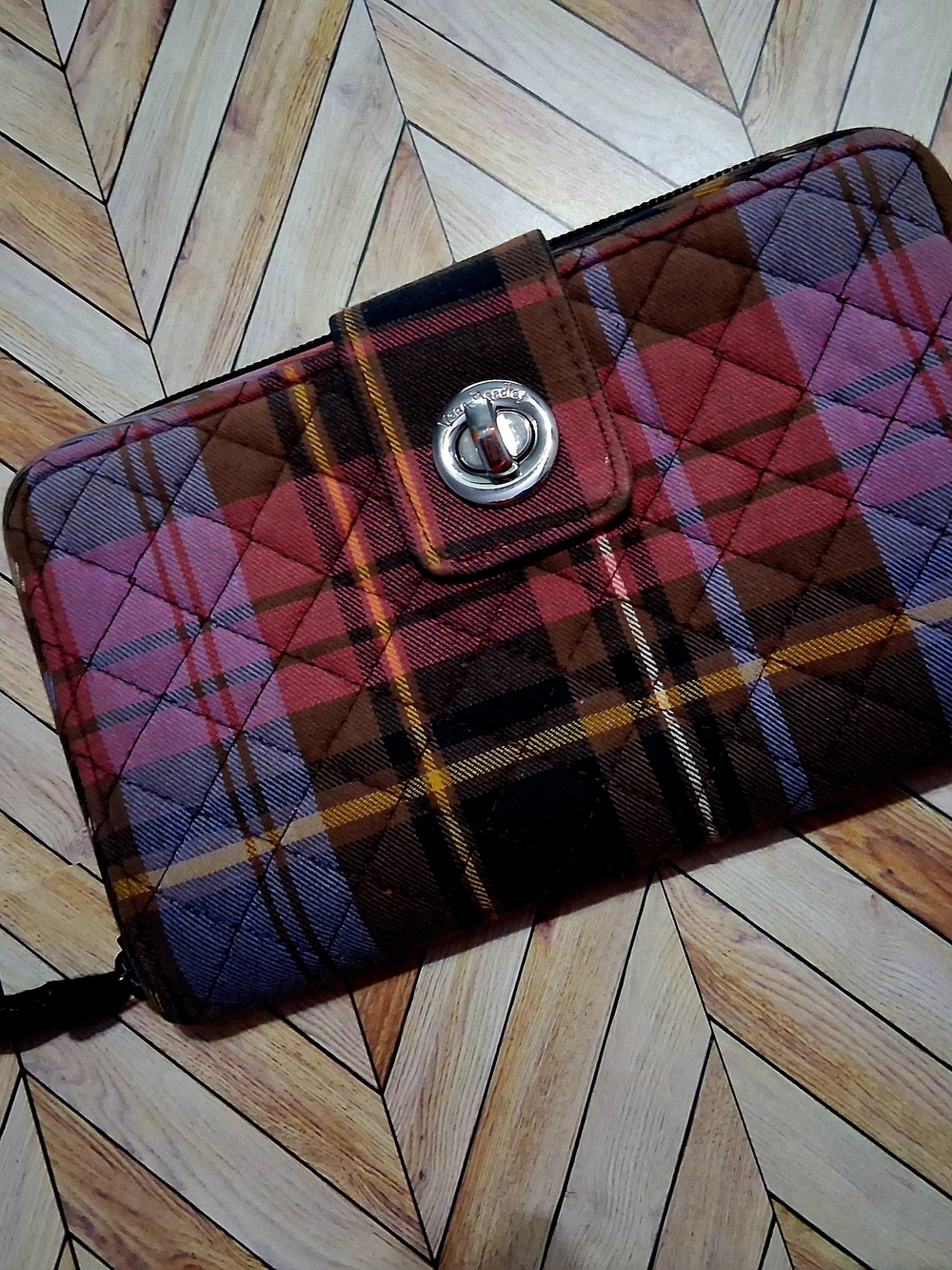 Vera Bradley Quilted Plaid Wallet Zippered * GC
